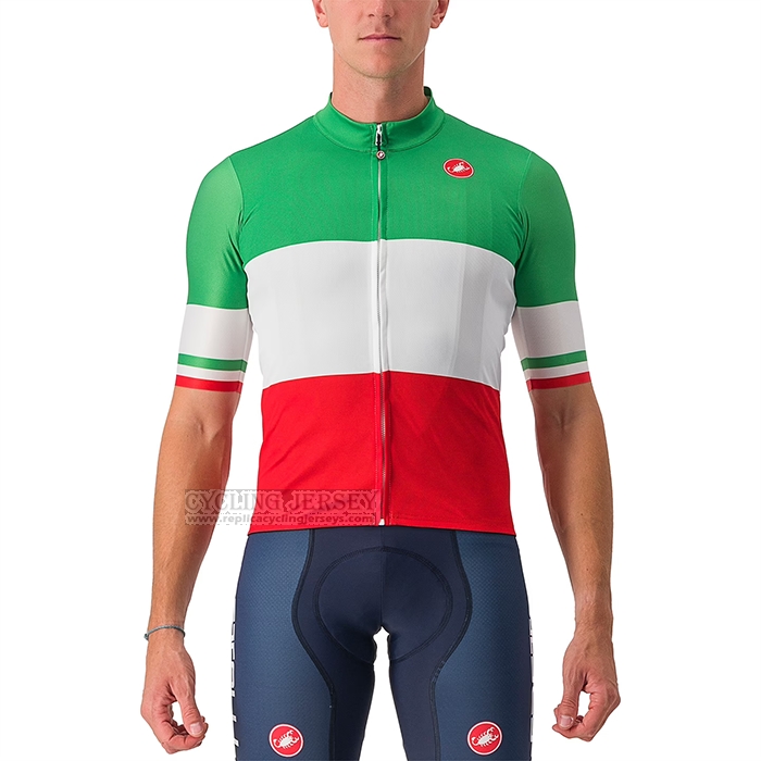 2023 Cycling Jersey Italy Green White Red Short Sleeve and Bib Short